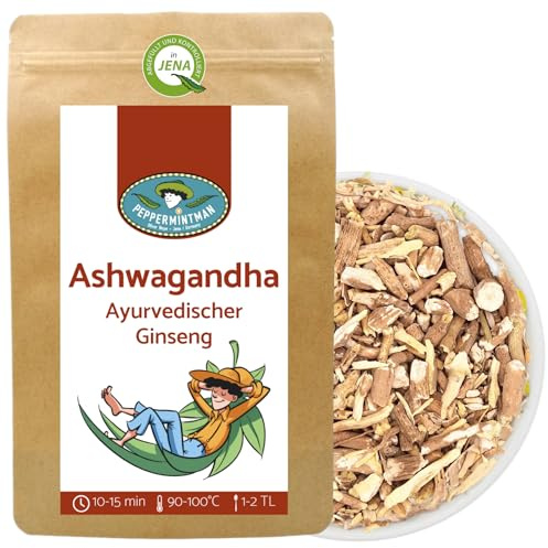 Peppermintman Ashwagandha – La planta de amor Superfood-Energy-Relax es muy popular como té para equilibrio y energía, bolsa de papel de 120 g