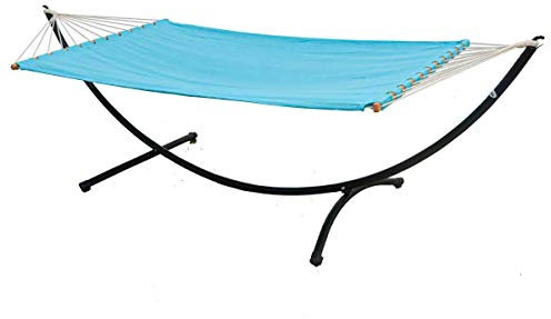 AMANKA Hängematte mit Gestell 200x120 cm XXL bis 120 kg - Doppel Hängematte Outdoor Set mit 300 cm Hängemattenständer - Bequeme Garten Hängeliege mit Gestell für Terrasse Camping Entspannung