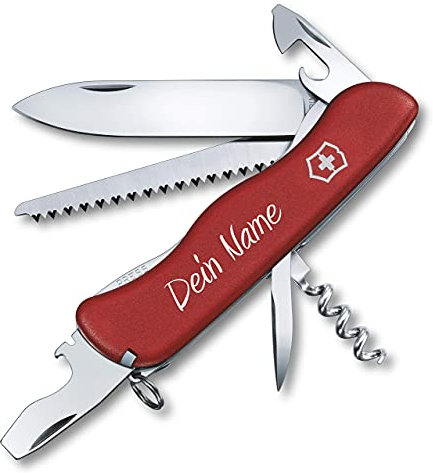 Victorinox Couteau de Poche Forester avec Demande Pression sur La Coque I Cadeau pour Hommes Femmes I pour Anniversaire I Suisse Personnalisé avec 12 Fonctions 0.8363 - Rouge, 111 x 31 x 18.5 mm