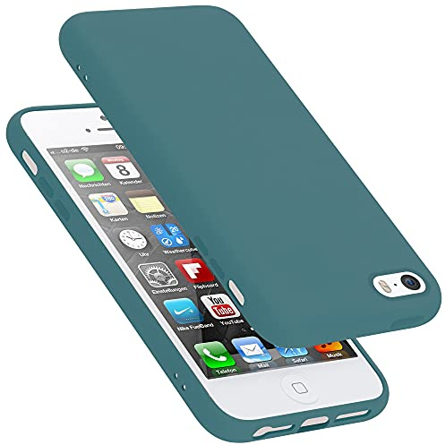 cadorabo Coque Compatible avec Apple iPhone 5 / 5S / SE 2016, Étui Housse en Silicone- Coque pour iPhone 5 / 5S / SE 2016- Protection Antichoc, Anti-Empreintes- TPU Housse - Mat Liquid Green