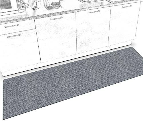 ANRO Läufer Teppich-Läufer Flur Küchenläufer rutschfest waschbar Teppichläufer Küchenteppich anpassbar Itaca Grau 160x50cm bis 5m Länge