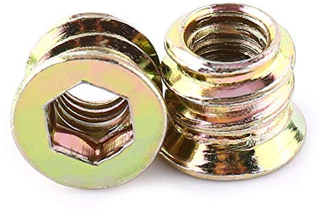 Écrous d'insertion filetés de 20 pièces, Inserts d'écrou insert fileté bois Écrous à Insert filetés d'entraînement Écrou à Tête Hexagonale Écrous à Visser en pour Meubles en Bois (M6*10mm)