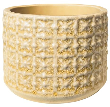 Nordring Retro Übertopf Vintage Pflanztopf für Zimmerplanzen, Sukkulenten Blumentopf Cross S (10 cm ø), elfenbein, Keramik
