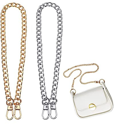 Srup 2 Pièces Taschenkette, Metall Kette Trageriemen 120cm, Kette Trageriemen Ersatz, Taschenkette Silber und Taschenkette Gold