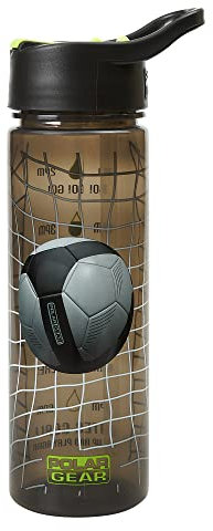Polar Gear Bouteille de suivi d'eau de football avec paille – Réutilisable pour enfants 600 ml PP en vert et noir – Produit officiel sans BPA et plastique recyclable – Pour l'école, la crèche, le