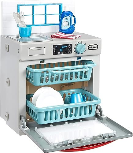 Little Tikes la Prima Lavastoviglie - Elettrodomestico Realistico per Bambini - Giocattolo Interattivo con 14 Accessori da Cucina per Bambini, Età 2+ Anni