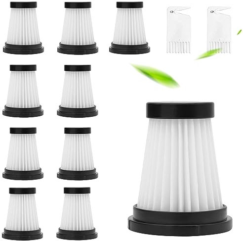 10 Stück für Hepa Filter Set, Staubsaugerfilter, für Genius Invictus One 1.0 X7 2.0 Zubehör für Filterstaubsauger, Waschbarer Hepa Filter Pack, mit Reinigungsbürst, für Handstaubsauger Filter (12)
