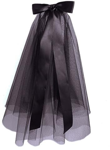 SUNHUITOY Schleier Braut, Brautschleier Schwarz Halloween Schleier Spitze Hexe Cosplay mit Kamm für JGA Junggesellinnenabschied Hochzeit Zubehör Schleier (Schwarz 2)