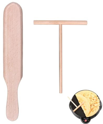 KGDUYC Cuillères de Cuisine,Lot de 2 ustensiles pour pâte à crêpes : râteau, étaleur et spatule pour étaler Les crêpes