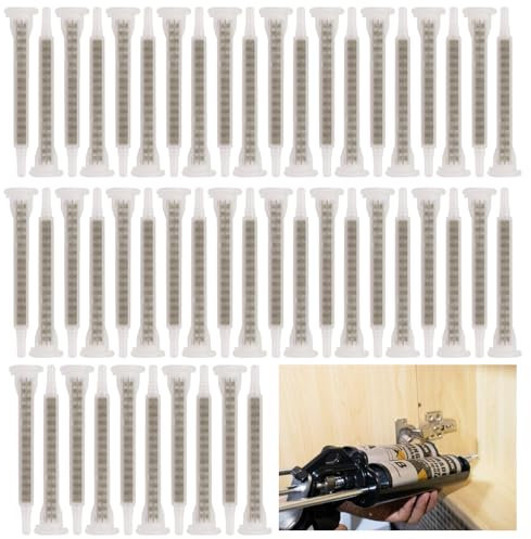 AFASOES 50PCS Buses de Mélange Carrées de Pistolet à Colle AB 1:1/2:1 Tubes Mélangeurs Statiques F6-16 Tube de Mélange AB Buses Mélangeuses pour Cartouche de Colle AB de 50 ml Pistolet Adhésif AB, Or