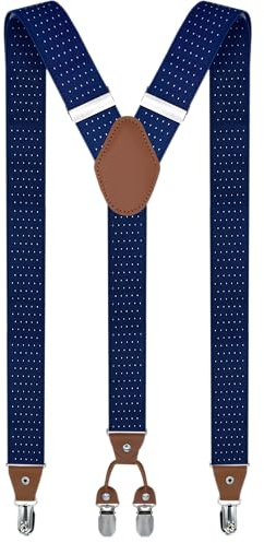 trilece Mens Suspenders Solid Straight Clip Adjustable Y Back Costume Wedding Prom Tuxedo Dress Suspenders (Pattern - 2)