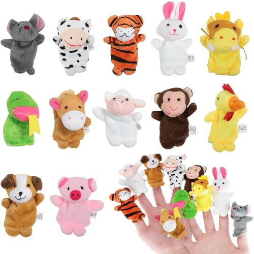 Lucywey 12 muñecos de dedo de peluche, marionetas de dedo para la educación de la primera infancia, marionetas de dedo para contar historias, regalos de cumpleaños infantiles