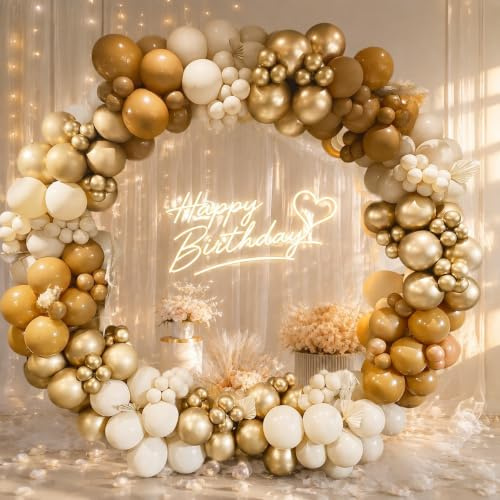 Beige Luftballons Geburtstagsdeko - 167pcs Brown Balloon Girlande with Luftballons Gold,Balloons Beige,Luftballon Sand Weiß,Luftballon Girlande for Party Deko Geburtstag,Hochzeit,Baby Shower Babyparty