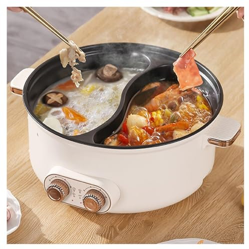 HJXBD888 Appareil A Fondue, Double Interrupteur de Commande Multi-Fonctions Multi-Fonctions Fondue Chinoise Traditionnelle, Convient Aux Petites FêTes (avec 2 Filets Non éTanches),7.5L