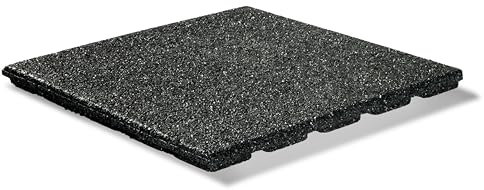 bepco - 4 Stück Universal Gummifliese 40 x 40 x 2,5 cm, für Terrassen, Gehwege und Polsterunterlage sowie als Fallschutzmatte, Fallschutzplatte, Antirutschmatte aus recyceltem Gummi. (Schwarz)
