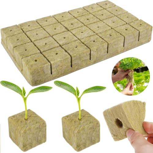 Frundoo 28 Stücke Steinwolle Anzucht Stecklinge Anzucht Steinwolle Würfel Zuchtzelte für Hydrokulturen Bodenlos Anbau Hydrokultur für Gemüse Stecklinge Kolonisation und Umpflanzen 4 x 4 x 4cm