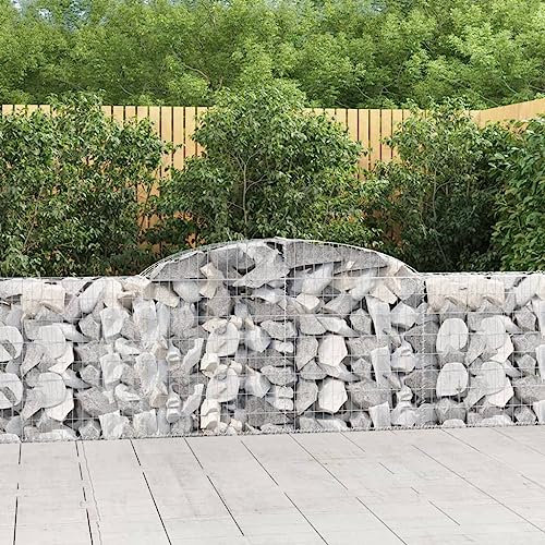 FUDUGEHMIOFWFJJ blumenkasten 100cm,hochbeete für Garten Kunststoff,Gabionen mit Hochbogen 2 STK. 300x30x80/100 cm Verzinktes EisenGeeignet für Garten, Terrasse, Schlafzimmer, Wohnzimmer