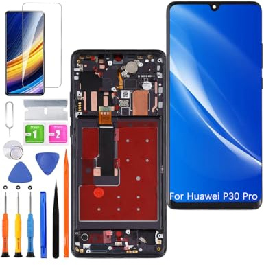 Écran pour Huawei P30 Pro VOG-L29 VOG-TL00 VOG-L04 TFT Noir avec Cadre | Sans Empreinte Digitale，avec Kit de réparation，TFT LCD，Affichage HD，Remplacement d'écran,non Courbé,pour Modèle:VOG-L09