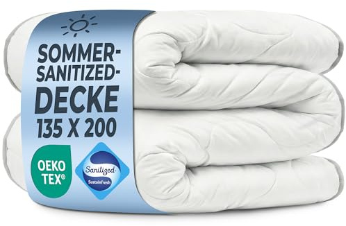 LILENO HOME Sommer Steppbettdecke 135x200 | wolkenweiche Allergiker | Bettdecke 135x200 mit Sanitized Hygiene Funktion | Oeko-Tex Klasse 1 Mikrofaser | 95 °C waschbar | Made in EU | Hotel