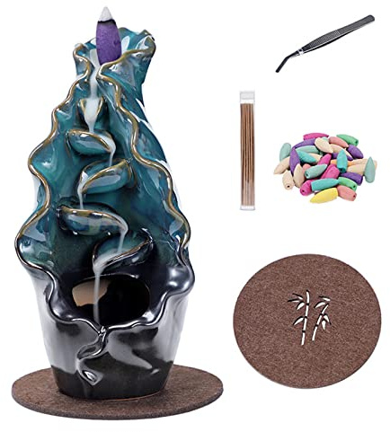 Rückfluss Räucherstäbchenhalter Wasserfall, Keramik Aromatherapie Ornament Wohnkultur Räuchergefäß Halter (C)