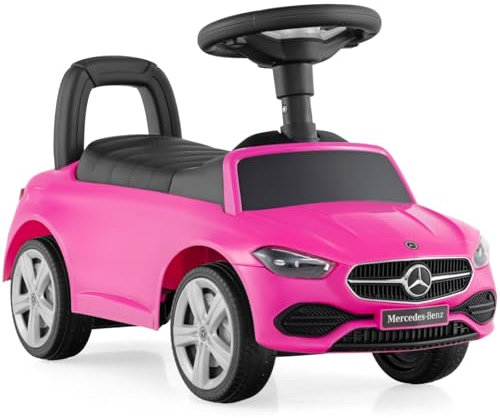 GYMAX Toddler Ride on Car, Mercedes-Benz Licensed Kids Sit on Toy with Under Seat Storage, Horn and Engine Sound, Outdoor Indoor Foot to Floor Sliding Car for 12-36 Months Boys Girls (Pink)