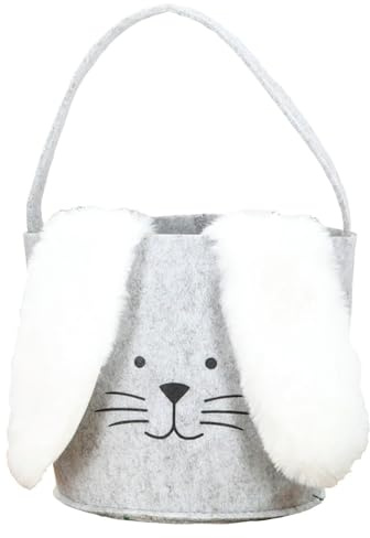 foolonli Osterkorb Korb Filz Creme Hase Ostertasche Körbchen Geschenkverpackung Ostern Geschenktasche
