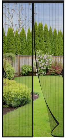 PETAFLOP Fliegengitter für Türen 90x210cm - Robuster Magnetischer Fliegengittervorhang für Türen mit Kraftvollen Magneten und Vollrahmen-Magic-Tape