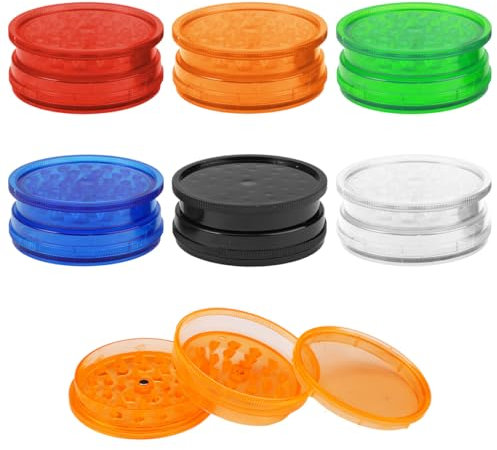 6 Piezas 60mm Grinder Antideslizante, Grinder Condimentos Pequeño, Molinillo de Hierbas de Plástico, Molinillo de Plástico con Tapa Magnetica, Hierbas Grinder Multicolor, para Moler Café