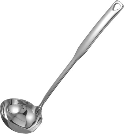 OUNONA Cuchara Sopera De Acero Inoxidable Cucharón Para Salsa Con Vertedor Cucharón Para Servir Sopa Utensilio De Cocina Para Cocinar y Servir Ollas Calientes