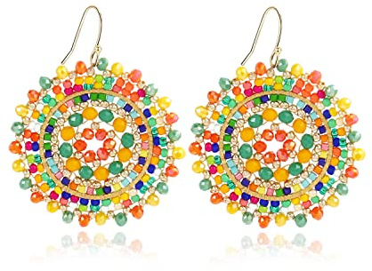 Perlenohrringe für Damen, Sommer, Perlen, Kristalle, Glasperlen, baumelnd, Bohemia, Strand, Statement-Ohrringe, Glas, Kein Edelstein