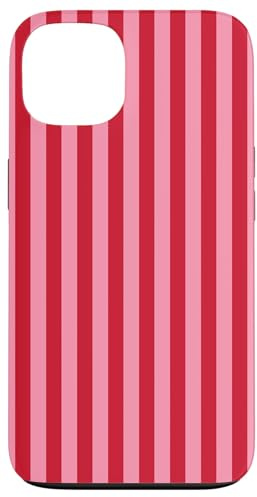 Jolies lignes verticales esthétiques à rayures roses et rouges Coque pour iPhone 13