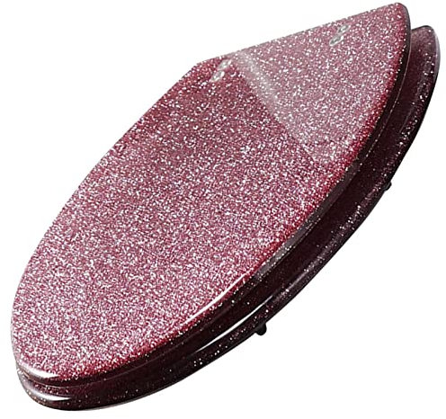 Abattant WC allongé en résine, Robuste, à Paillettes, Fermeture Douce et Ouverture Rapide, Couvercle à Paillettes en Acrylique, Transparent, argenté, Rose