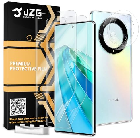 JZG 2x película para protector de pantalla Honor Magic 5 Lite (no de vidrio) + 2x protector de lente de cámara, fácil instalación, soporte de desbloqueo de huellas digitales, antihuellas, compatible