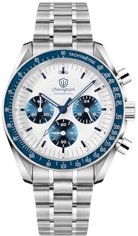 watchdives WD1860 WD1861 WD1863 kronografklocka för män, japanska kvartssportklockor, VK63, 40 mm bubbelkristall, 100 m dykklocka, Wd1863 vit solurtavla med blå underurtavlor, kronograf klockor
