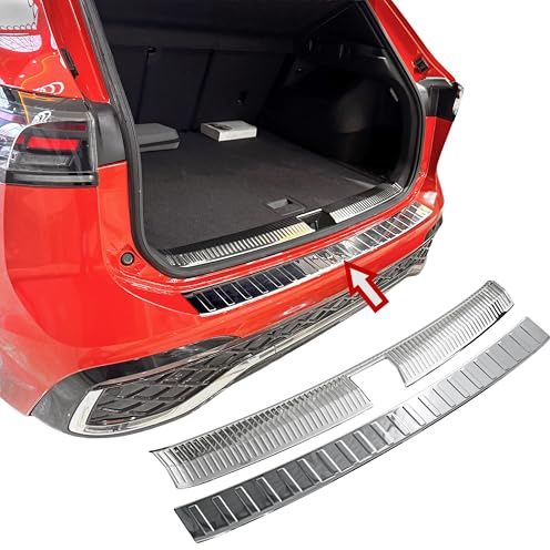 RECAMBO Edelstahl Ladekantenschutz - passend für VW Tiguan III | CT1 | BJ ab 2024> 2-teiliges Set in polierter Chromoptik für Stoßstange innen & außen mit glatter Oberfläche & Klebemontage