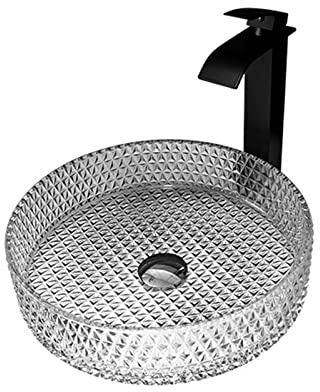 XDAWQP Lavandino da appoggio per Bagno, lavabo da appoggio Artistico in Vetro temperato colorato, Installazione su Piano, lavandini da appoggio per Bagno con Scarico a Scomparsa，A