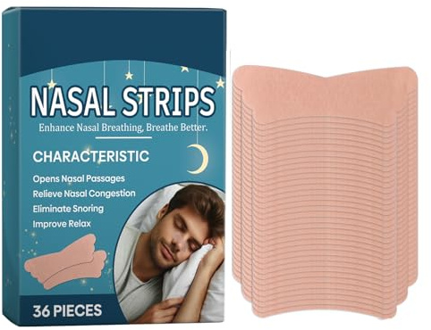 Sleep Patch - Tiras respiratorias para ronquidos | 36 x fuerza adicional nasal ips | tiras nasales | tiras de respiración para una mejor respiración nasal, punto nasal para un mejor sueño, tiras