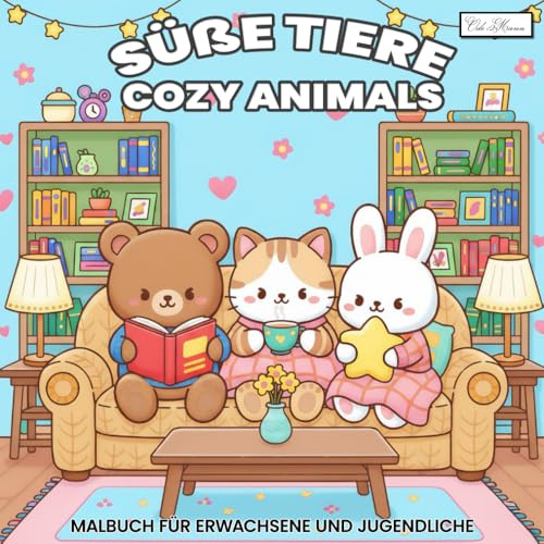 Cozy Animals – süße Tiere Malbuch für Erwachsene und Jugendliche: 60 kawaii Tiermotive zum Ausmalen – entspannte Illustrationen mit Hunden, Katzen, Füchsen, Bären und Kaninchen