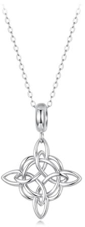 Teleye Keltische Knotenkette - 925 Sterling Silber Minimalistische Anhänger Halskette für Frauen, verstellbare Kette