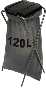 gardivo Müllsackständer 120 l, Müllsackhalter, Ständer für Müllsäcke, Abfalltrenner Müllbeutelhalter rostfrei innen außen, Klappe mit Beutelhalter, recycelter Kunststoff (Schwarz)