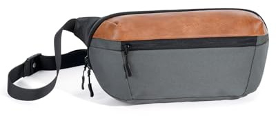 ECOHUB Sling Bag Herren, 4,6L Brusttasche Gespleißtes Kunstleder, 8 Fächer mit RFID-Schutz und Fach für Switch 2, Anti Diebstahl Crossbody Umhängetasche Schultertasche für Alltag und Reise, Grau