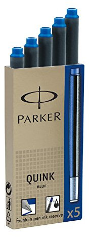 Parker Quink Ink Cartridges Permanent - Blue (Blister Pack of 5)