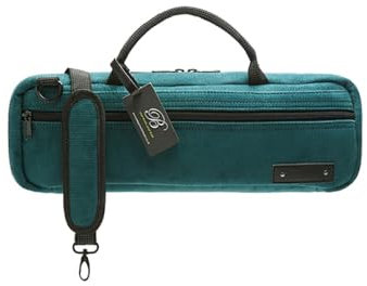 Beaumont „Teal Cord“ Querflötentasche C-Fuß Querflöten Koffer handgemacht Etui Cord Hülle Instrumententasche Schulterriemen Lightcase Accessoire für Querflöte