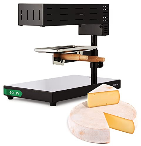 Klarstein Ost raclettegrill med ostsmältare i rostfritt stål, Vrid- & justerbar raclettegrill för ost i bit, Robust schweizisk 600W liten raclette-ostsmältare