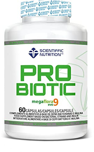 Scientiffic Nutrition - Probiotic, Probióticos intestinales con Megaflora9 e Inulina, Suplemento para la Flora Intestinal, Mejora la Salud Digestiva y el Sistema Inmune - 60 Cápsulas