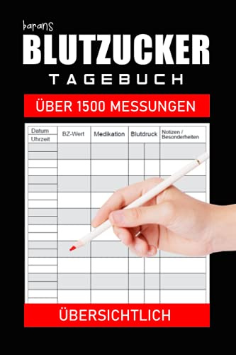 Blutzucker Tagebuch - Über 1500 Messungen: Diabetis: Blutzuckerwerte können schnell in das Protokoll eingetragen werden. Übersichtlich für Diabetiker.
