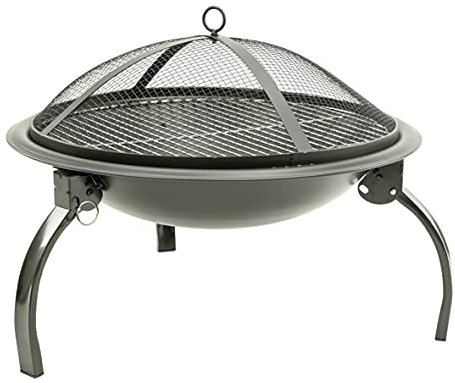 MaxxGarden Brasero Exterieur – avec Grille Barbecue – Bol à feu avec Couvercle – Foyer Exterieur décoratif pour Le Jardin - Brasero Barbecue Ø56cm – Fire Pit Ronde