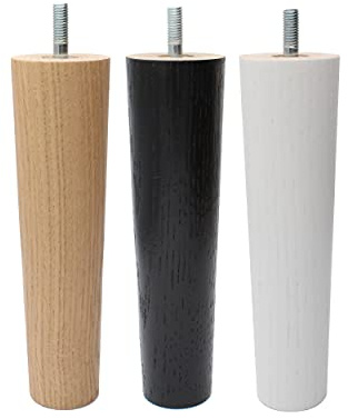 Natural Goods Berlin 4X Fusion Legs Möbelfüße Set | Sofabeine Massivholz Eiche Schrankfuß | M8 Gewinde IKEA geeignet | DIY Holzfüsse mit Filzgleiter selbstklebend, einfache Montage (17cm, Weiß)