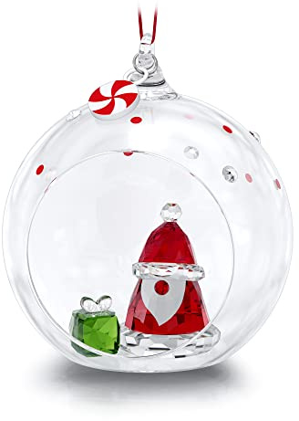 Swarovski Mo und Ricci Annual Edition 2022, Weihnachtliches Ornament mit Klaren, Goldfarbenen, Grünen, Roten und Schwarzen Swarovski Kristallen