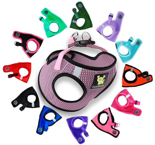 EcoBark Teacup Dog Harness Step In Soft Luxury Mesh Toy Breeds Puppy 3 lb XXXS Lilac Pink